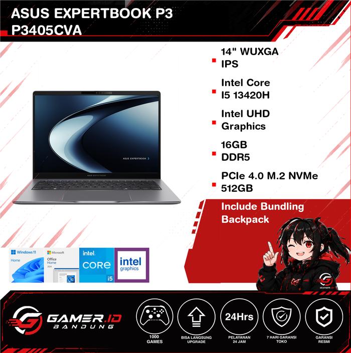 Gambar Asus Expertbook P3 P3405CVA Core i5 13420H 16Gb 512Gb 14" WUXGA IPS 45% NTSC - NO PAKET, NO UPGRADE dari Gamer ID Bandung Kota Bandung Tokopedia