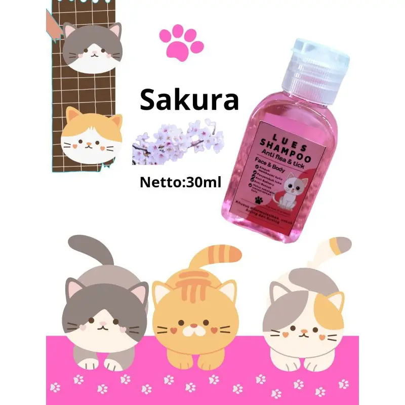 shampoo kucing anti kutu dan jamur rontok dan pelembutkan bulu netto30ml 2