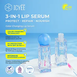 [3-IN-1] ICYEE COLOR CHANGING LIP SUNSCREEN SERUM SPF25 PA+++ 4g | Berubah Warna Pink Lip Balm Bibir Untuk Bibir Hitam dan Serum Bibir Gelap | Lip Serum With SPF Lip Care Glowing | Glitter Lip Kit | Tinted Balm | Lip Sunscreen IC-5015
