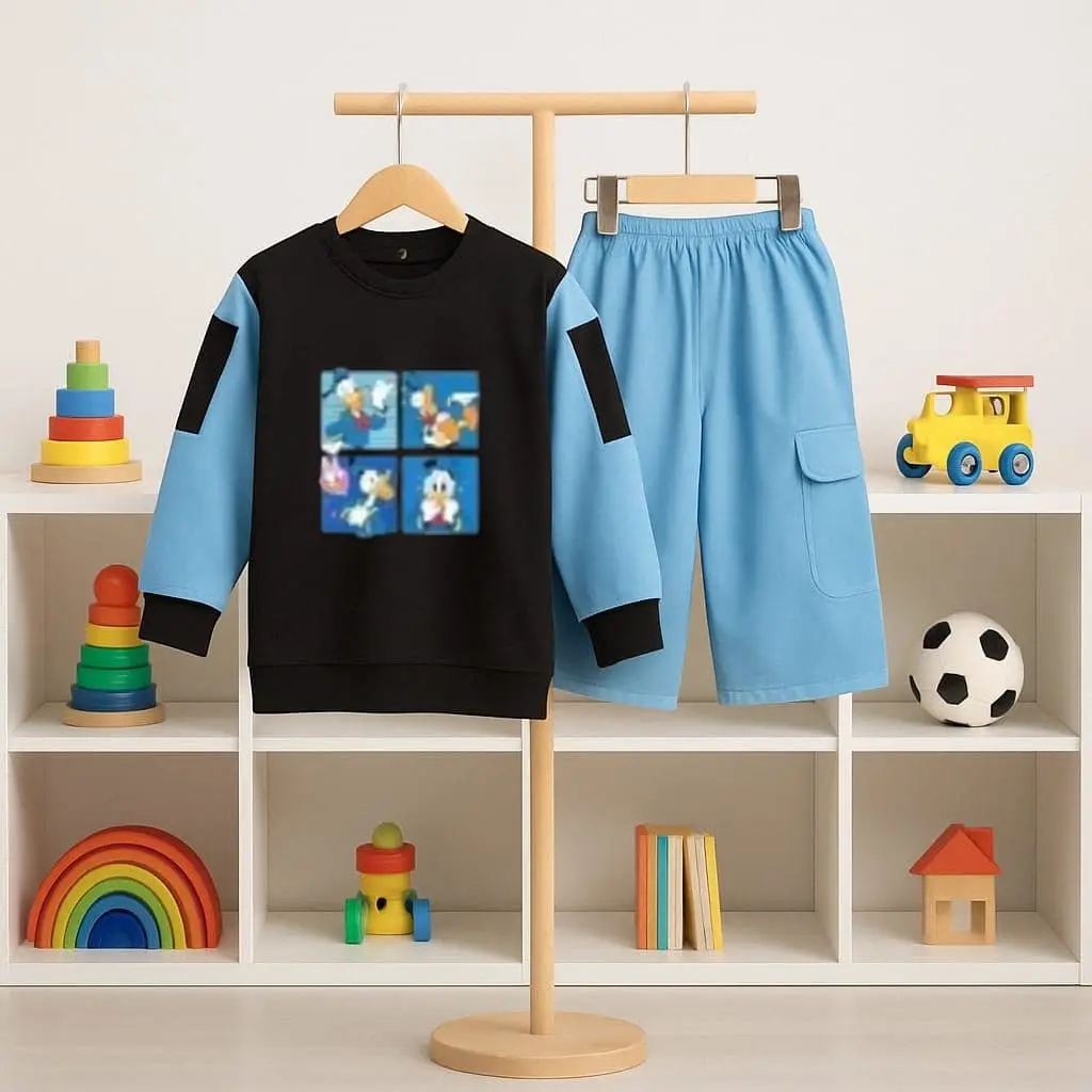 Setelan Donald Duck and mickey celana cargo usia 3-12 tahun Baju