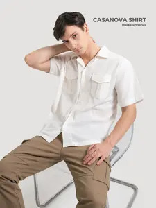 Kemeja Pria Jumbo Big Size Bahan Linen Premium Casual Formal 8XL 7XL 6XL 5XL 4XL 3XL HEM  | KMJ Linen Baju Atasan Distro Hitam Putih Pendek