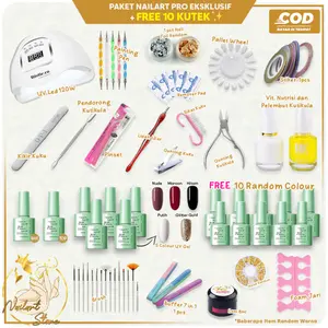 [PROMO 17 KUTEK GEL] Paket Nail Art Pro ekslusif UV Gel paket usaha Nailart Lengkap Kutek Lampu UV Manicure Pedicure
