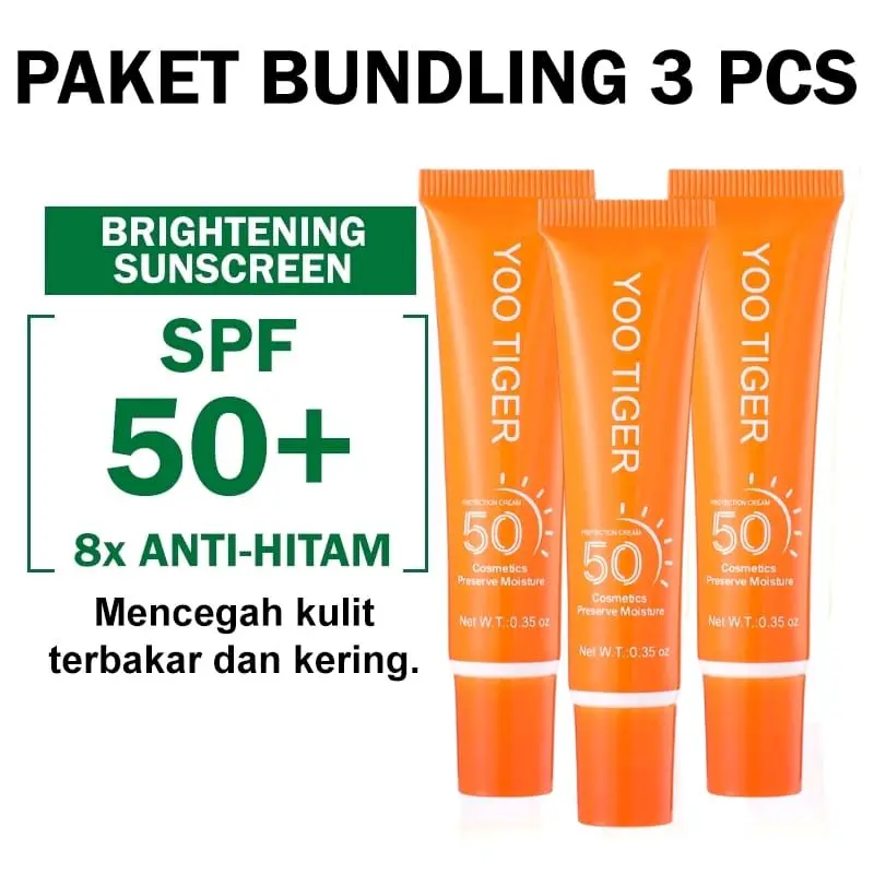 NEW COD [Isi 3 Pcs] YOO TIGER Sun Block SPF 50+ / Sun Screen Wajah Tahan 12,5 Jam PA+++ YOO TIGER / Sunscreen Cream Pelindung Sinar Matahari/Sunblock