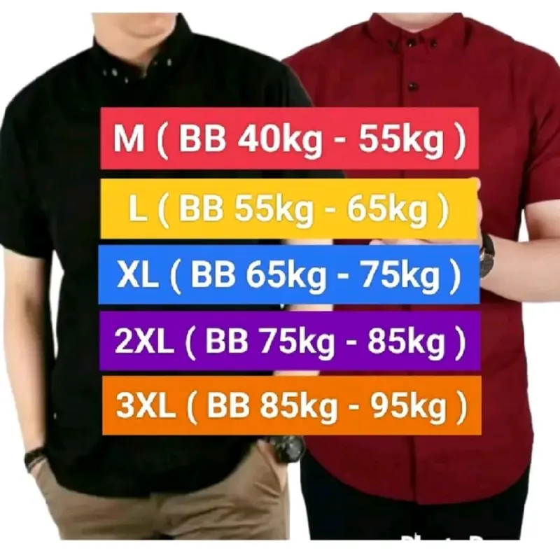 100 ribu dapat 4 kemeja polos lengan pendek pria bebas pilih warna sof katun hitam putih baju Cowok Hem 2