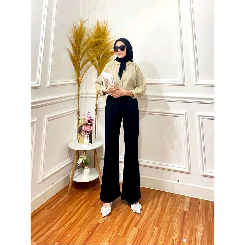 Celana Cutbray knit japan line wanita dewasa - Celana cullote cutbray knit rib 2