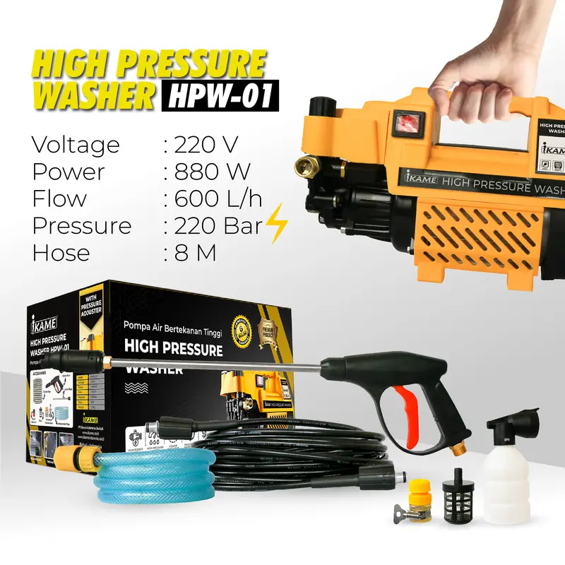Mesin cuci motor dan mobil 220 bar IKAME ORIGINAL 100% RESMI high pressure washer heavy duty / alat steam motor / alat steam mobil / steam / steam motor / steam mobil / jet cleaner /  jet cleaner portable 4