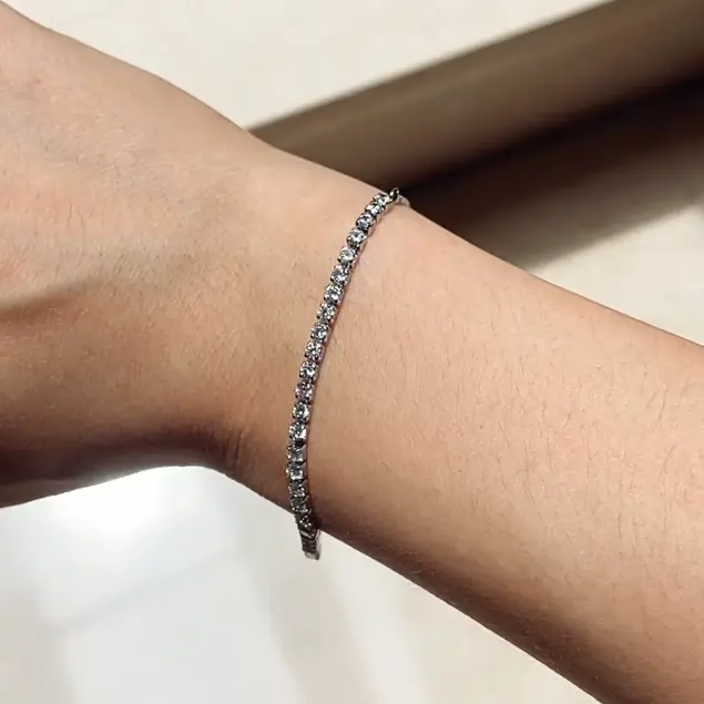 Nala Jewellery - ZIA - Zirconia 4A++ Premium Bracelet - Gelang Serut Rantai Wanita Rhodium Zircon Hypoallergenic Anti Karat Luntur Anting Emas Putih Berlian Asli Cewek Aksesoris Fashion Korea