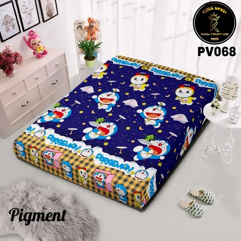 MURAH !!! Sprey Resleting Motif Doraemon / Sarung kasur / Badcover / Harga murah / urung kasur resleting Bisa Dicuci 1