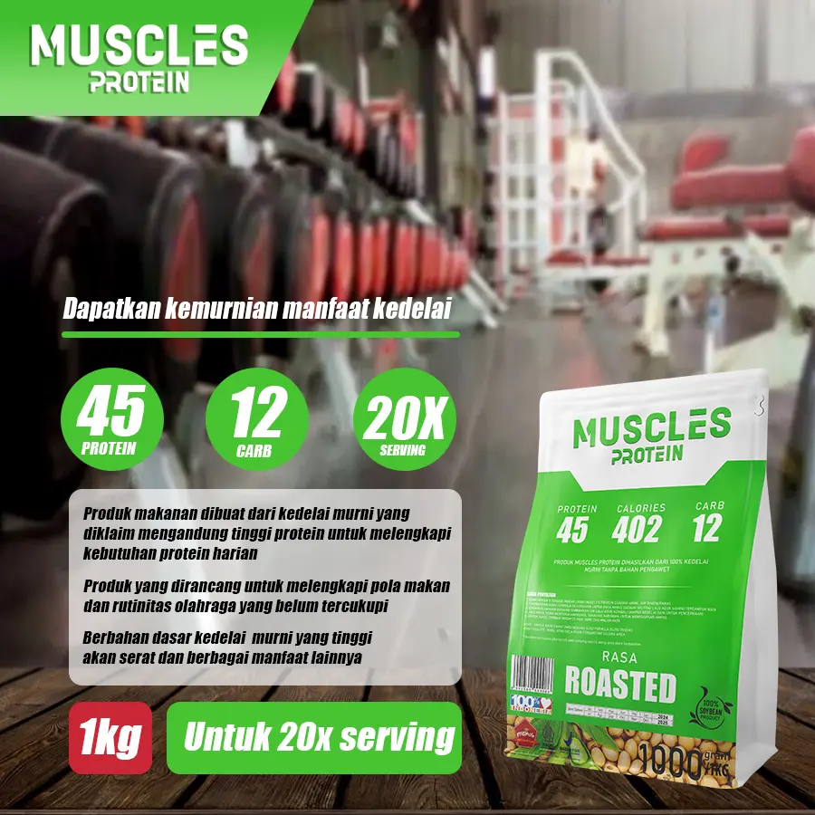 Muscles protein bubuk kedelai murni 1000g