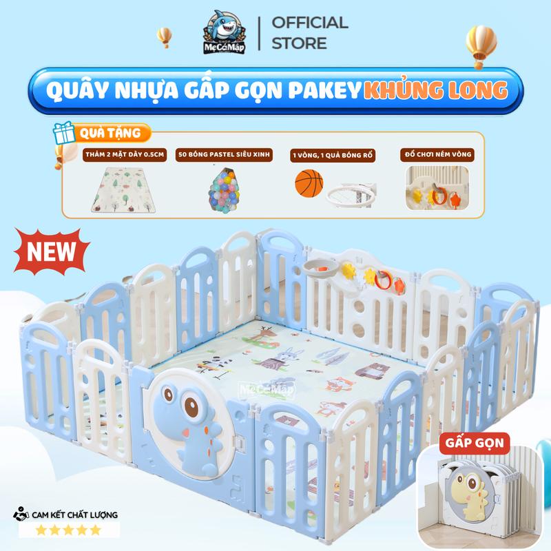 ĐA KHO Quây Cũi Nhựa Gấp Gọn Pakey Khủng Long Quây Nhựa Cho Bé Cải Tiến 2 Đế Dùng Nhiều Loại Sàn Nhựa An Toàn Cho Bé