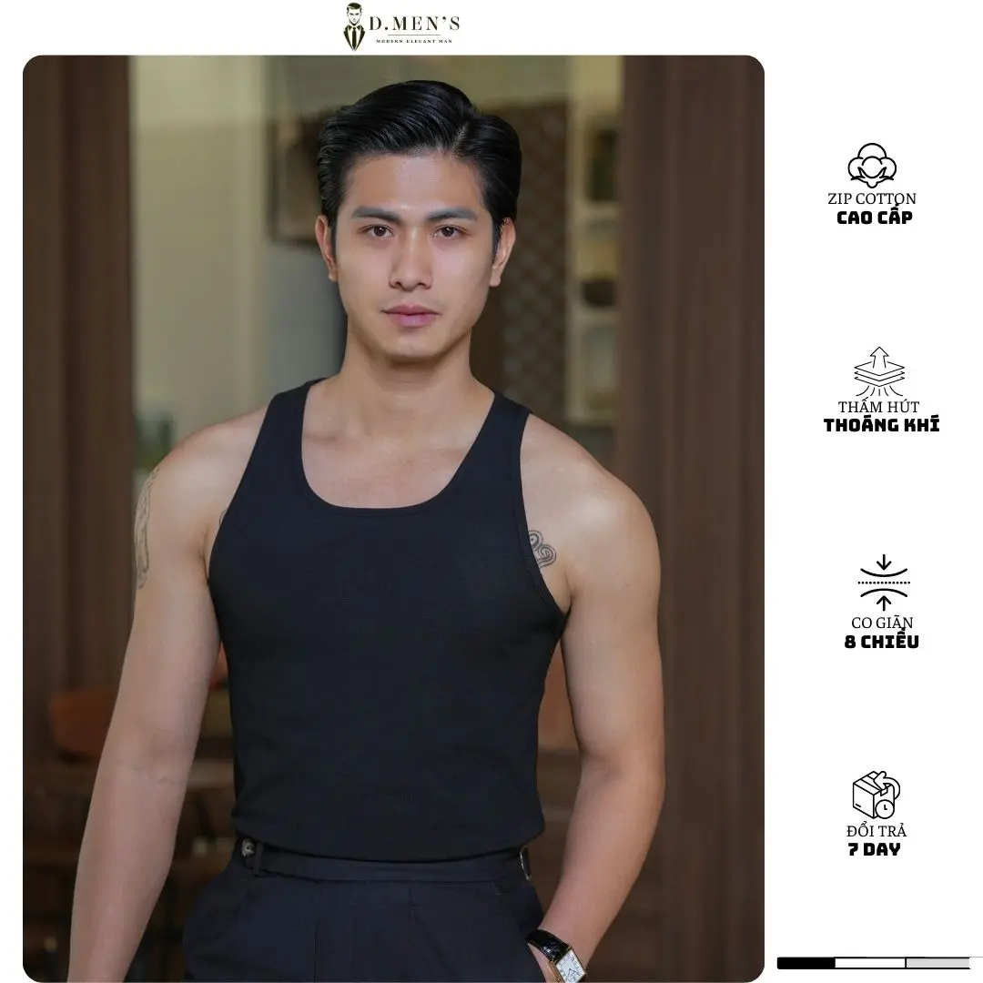 Áo Ba Lỗ Nam Menswear, Áo Tanktop Dáng Ôm Body Chất Liệu Bozip Cotton Thoáng Mát D.Men's - BLM