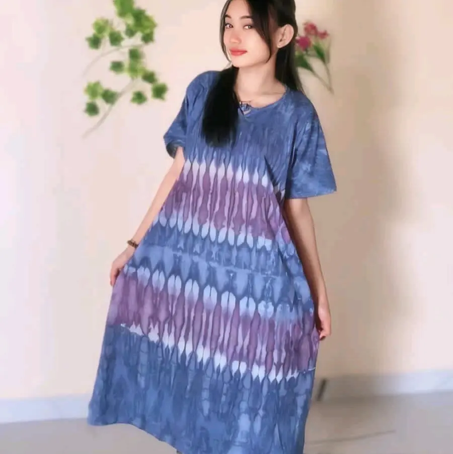 Daster Kaos NON BUSUI Standar Leher Tali Pendek Spandex Rayon Dress Wanita Tidur Motif Bumil