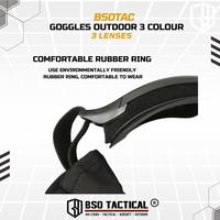 Gambar Tactical Style Outdoor Goggle 3 Lens Rubber Polymer Multifungsi Eye Protection dari BSO Tactical Kota Tangerang 4 Tokopedia