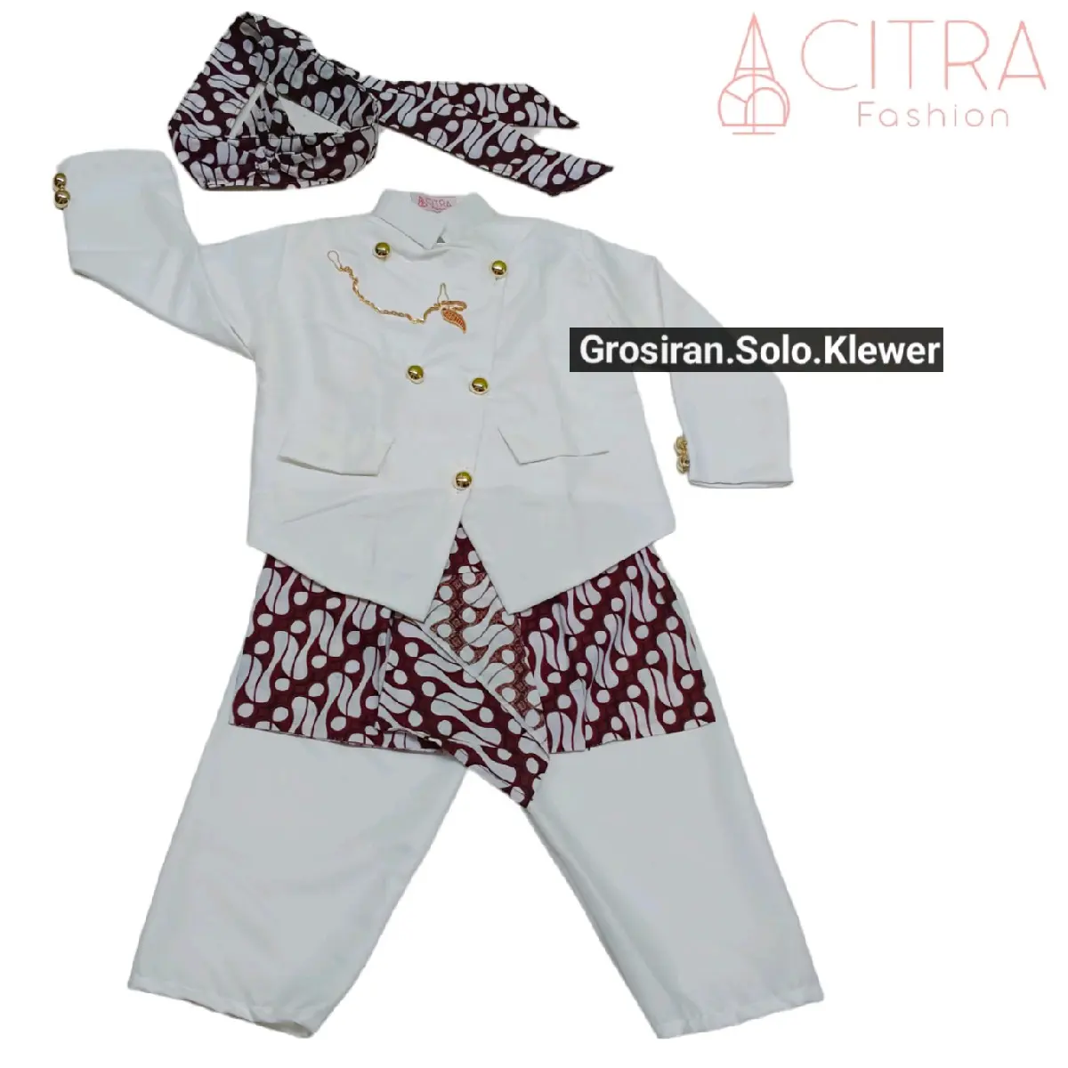 Beskap Sunda iket batik putih Beskap sunda anak Kualitas premium Produk Citra fashion Setelan