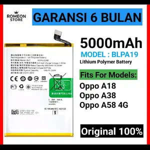 BATERAI COMPATIBLE UNTUK Oppo A18  Oppo A38 Oppo A58 4G BLPA19 ORIGINAL BATRAI BATREI BATRE BATTERY ORI DAN BERKUALITAS