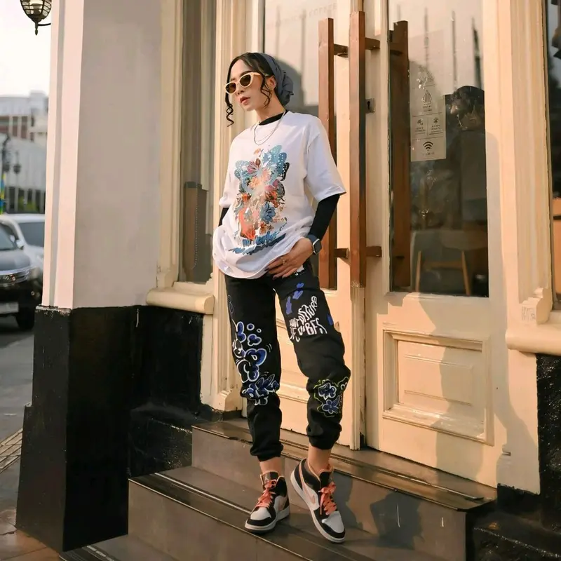 Oversize T-shirt Unisex Blue Butterfly by INH Art Work Apparel  Baju Wanita  Pria Kaos Katun  Combed Pendek Motif Distro Casual  Oblong 5