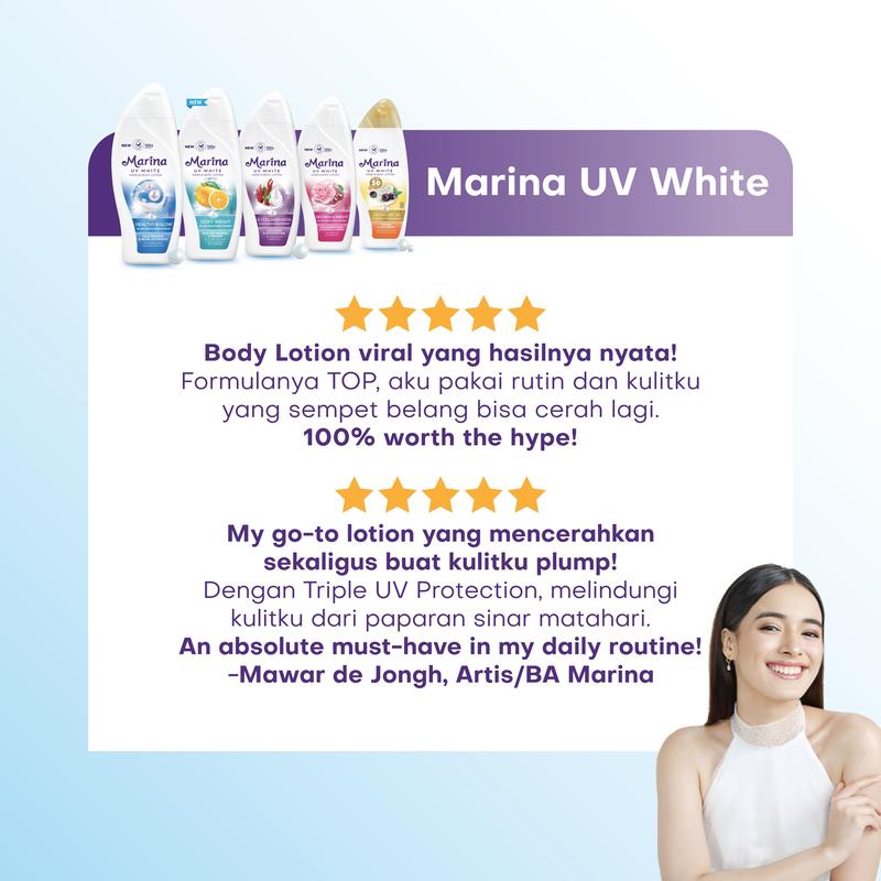 Marina Hand Body Lotion UV White - Healthy & Glow [460 ml / 2 pcs] Exp : 09.2027 - Mencerahkan Kulit 4