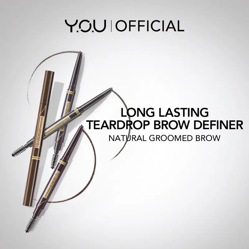 YOU Teardrop Brow Definer pensil alis waterproof pigmented tahan lama make up mata you Y.O.U tear drop TEARDROP BROW dark brown ash charcoal grey chocolate hitam coklat abu 4