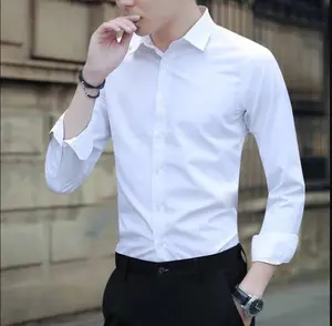 Alisan Kemeja. PUTIH_ putih .. Lengan Panjang Slim Fit dan Premium Pria - putih . DAN NYAMAN . SIZE .  M, L, XL , XXL, . Katun Hitam