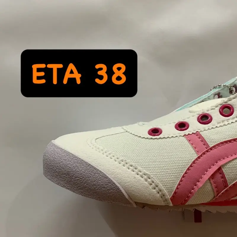 (Eta 38) Sepatu Onitz Cream List Pink Fantaa Bahan Kanvas 0