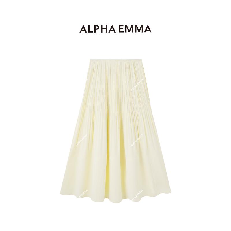 AE Thảo 5V02 Chân váy xòe xếp li thu đông form Hàn dịu dàng vàng đen navy chất lượng cao