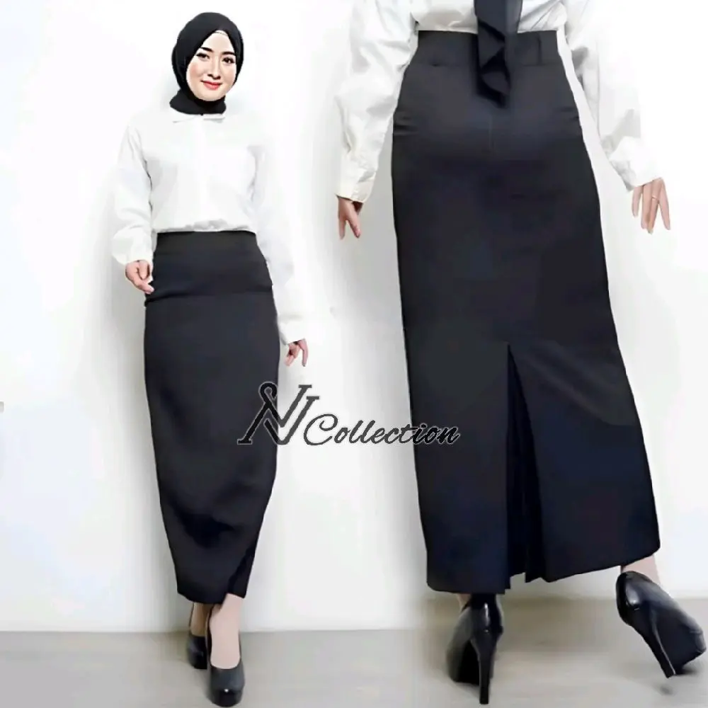 Rok Span Rempel Belakang Kerja Kantor Basic Formal Kain Twist Licin Premium