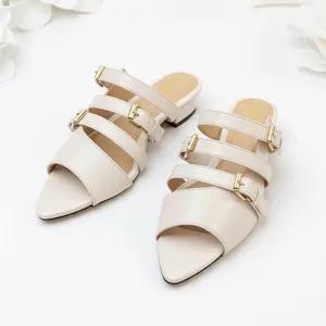 Mules Sandal Wanita Heels Hak 3Cm Dinasty Sendal Selop Kekinian Casual Dewasa Elegan Black Shoes