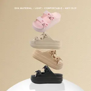 Sandal Selop Karet Jelly Wanita Dewasa Korean Style Motif Pita Kekinian Karet EVA Sol Tebal Anti Slip 8912M-1