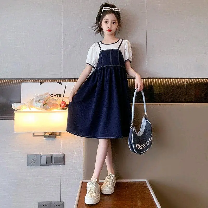 Dress Girls Strap Straight Line - Dress Anak Perempuan Korean Style