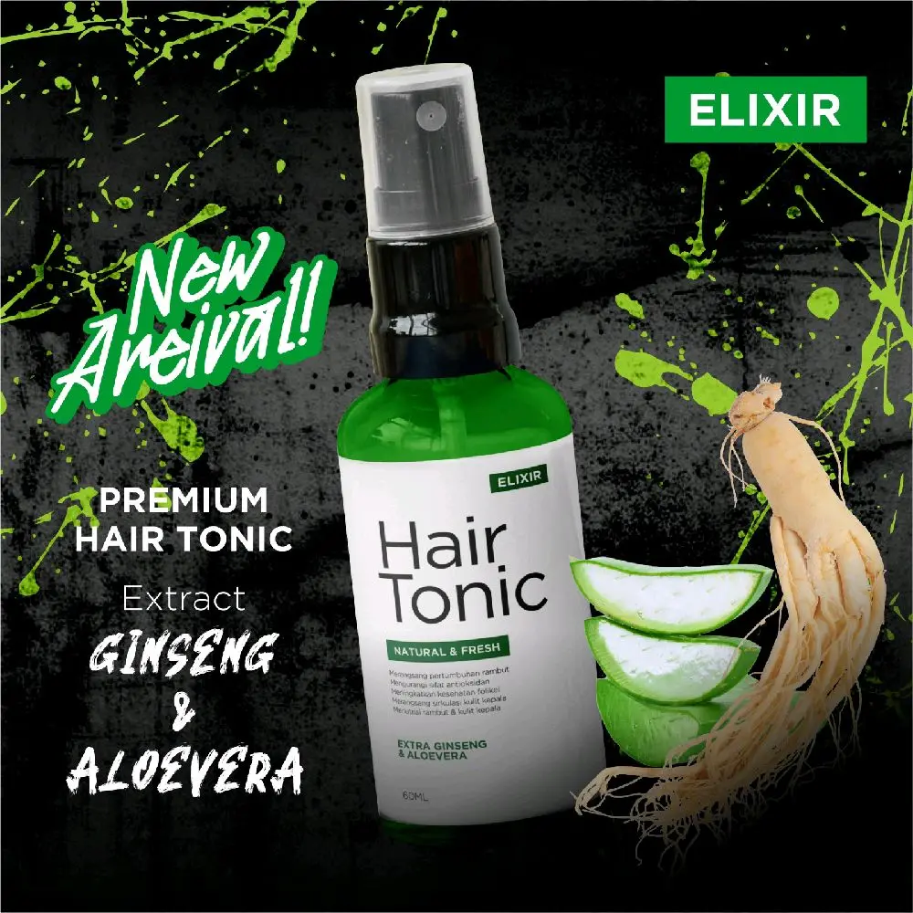 Elixir Hair Tonic Premium dengan Ekstrak Ginseng & Aloe Vera Natural & Fresh