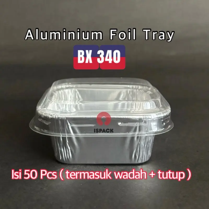 Aluminium Tray BX-340 (isi 50 pcs termasuk tutup) / BX340 (ISI 50 pcs TERMASUK TUTUP)