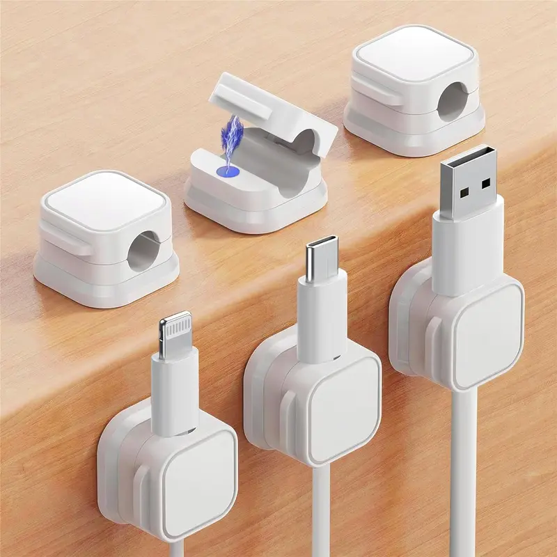 Kẹp cáp từ tính nâng cấp, Giá đỡ dây, Quản lý cáp dính Picozon, Giá đỡ dây Giá đỡ dây sạc USB cho điện thoại di động trên ô tô, máy tính để bàn văn phòng, tường, tủ đầu giường 0