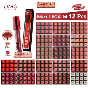 OMG Paket Usaha Lusinan Lip Cream Matte 12 PCS 1 Box - OMG Matte Last Lip Cream Bisa Mix Warna Kosmetik Bibir