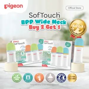 PIGEON B2G1 Botol BPP Wide Neck w/ SofTouch Nipple | Botol Triple Pack | Pilih Variasi | Botol Susu Bayi | Botol Susu Newborn | Ramah Lingkungan | Anti Kolik | Anti Kembung | Nipple Dot Lembut & Elastis | Dot Seperti Payudara Ibu