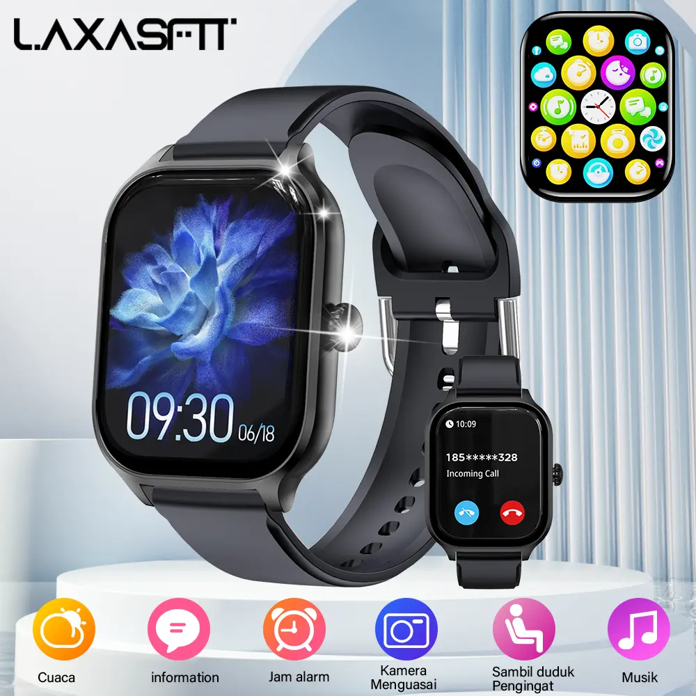 LAXASFIT H9MAX Smart Watch, Suitable for Daily Use, Business,Exercise, Magnetic Charging, Sports mode, 160mAh Long-lasting Battery Life,Sleep Tracking, Music & Camera Controls