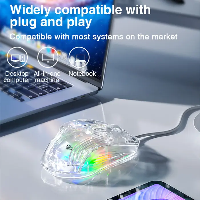 AULA S80 Mouse Gaming Transparant RGB backlit Optical Good-looking Click Drag White Transparent Wired Gaming E-Sports Mouse Kabel Original - Garansi 1 Tahun 4