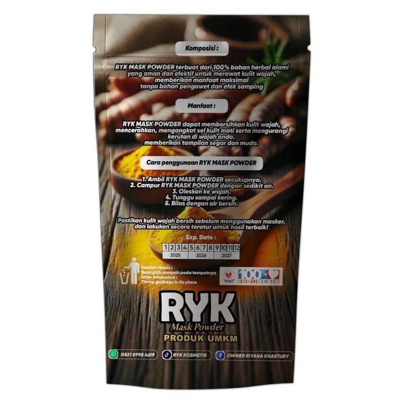 RYK Mask Powder - Masker Wajah & Tubuh Pencerah Perawatan Pengencang Kulit Alami Mengangkat Sel Mati Mencerahkan Segar dengan Bahan Herbal Aman dan Efektif