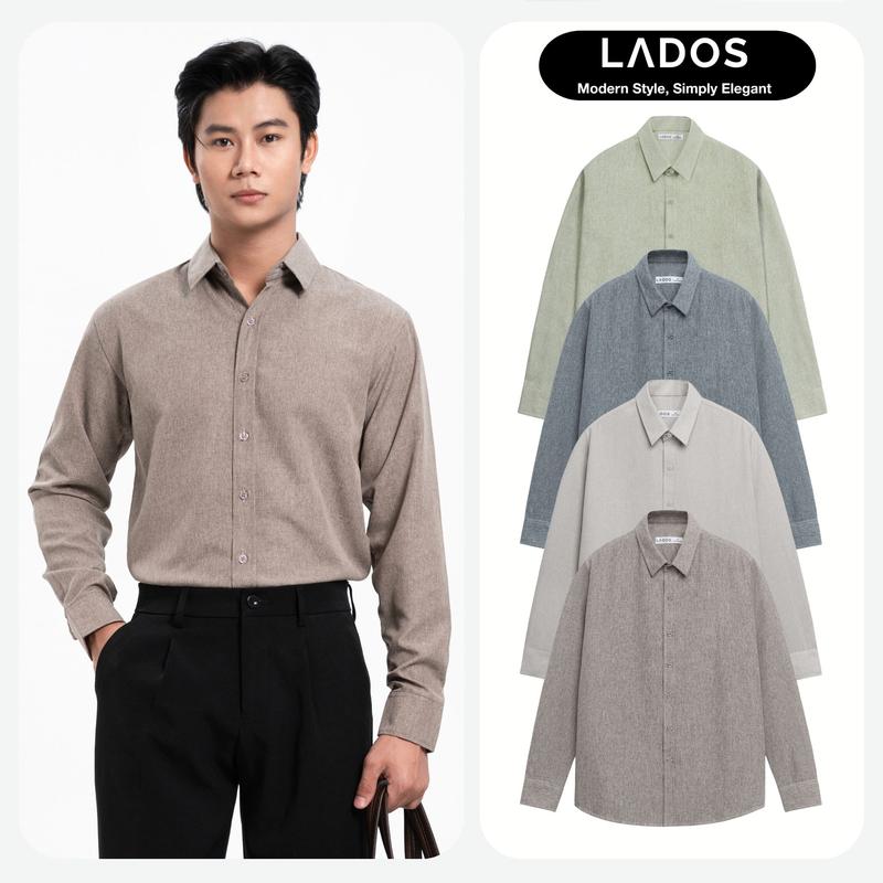 Áo sơ mi nam dài tay vải xô đũi cao cấp LADOS- 8136 phong cách Hàn Quốc, trẻ trung, dễ phối đồ