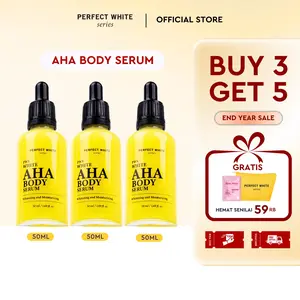 [DAPAT 5] [Free Snow White 5gr + Pouch] PERFECT WHITE 3pcs AHA Body Serum 50ml Whitening & Moisturizing | Perawatan Kulit Badan Tubuh Booster Mencerahkan Pencerah Memudarkan Noda Hitam