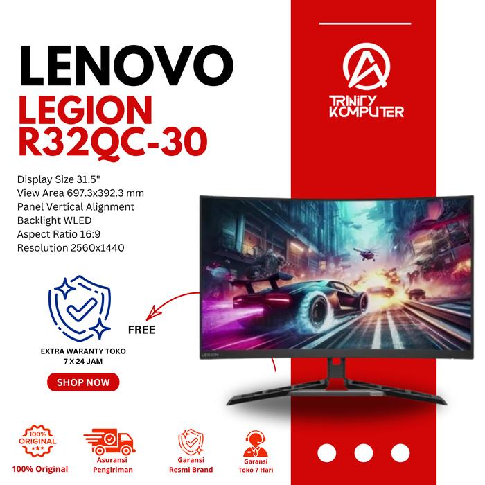 Gambar Lenovo Monitor Legion R32qc-30 32" 2K 144p VA 180Hz 0.5 ms Speakers - Non Bundle dari GAME NEST Kota Administrasi Jakarta Pusat Tokopedia