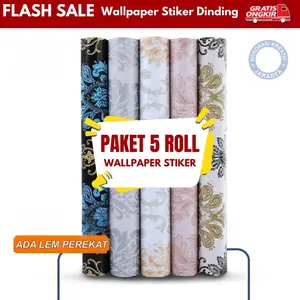 Paket 5 Roll Wallpaper Stiker Dinding Sooku Motif Batik Panjang 4 Meter Bahan Kertas PVC Anti Air