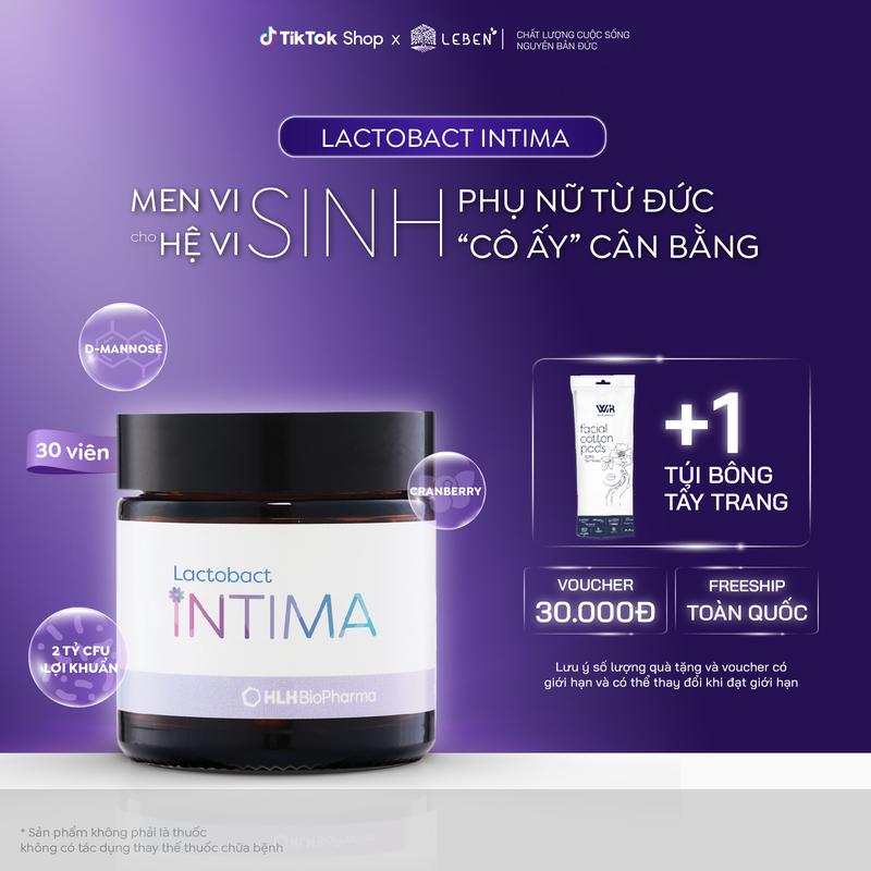 Lactobact Intima - Men vi sinh phụ khoa bổ sung lợi khuẩn, Cranberry, D-Mannose từ Đức hộp 30 viên