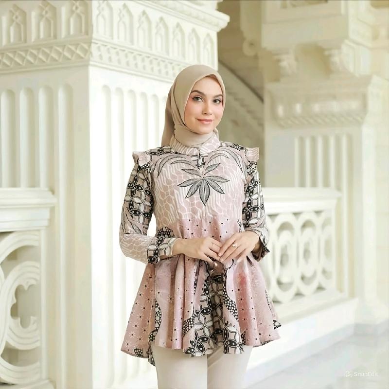 batik wanita perkantoran pink soft Katun 3