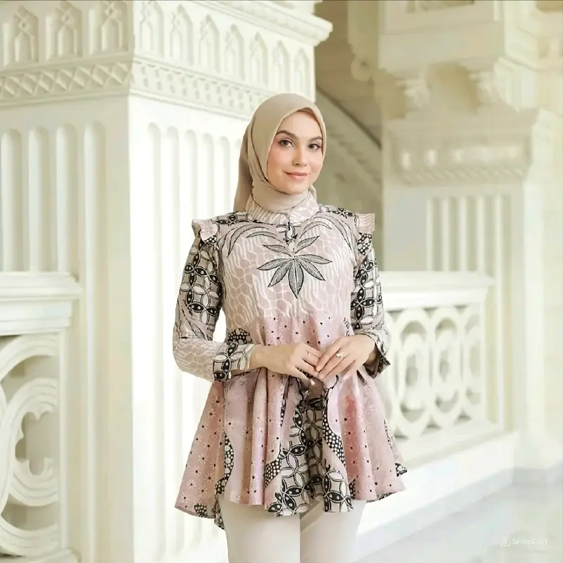 batik wanita perkantoran pink soft Katun 2