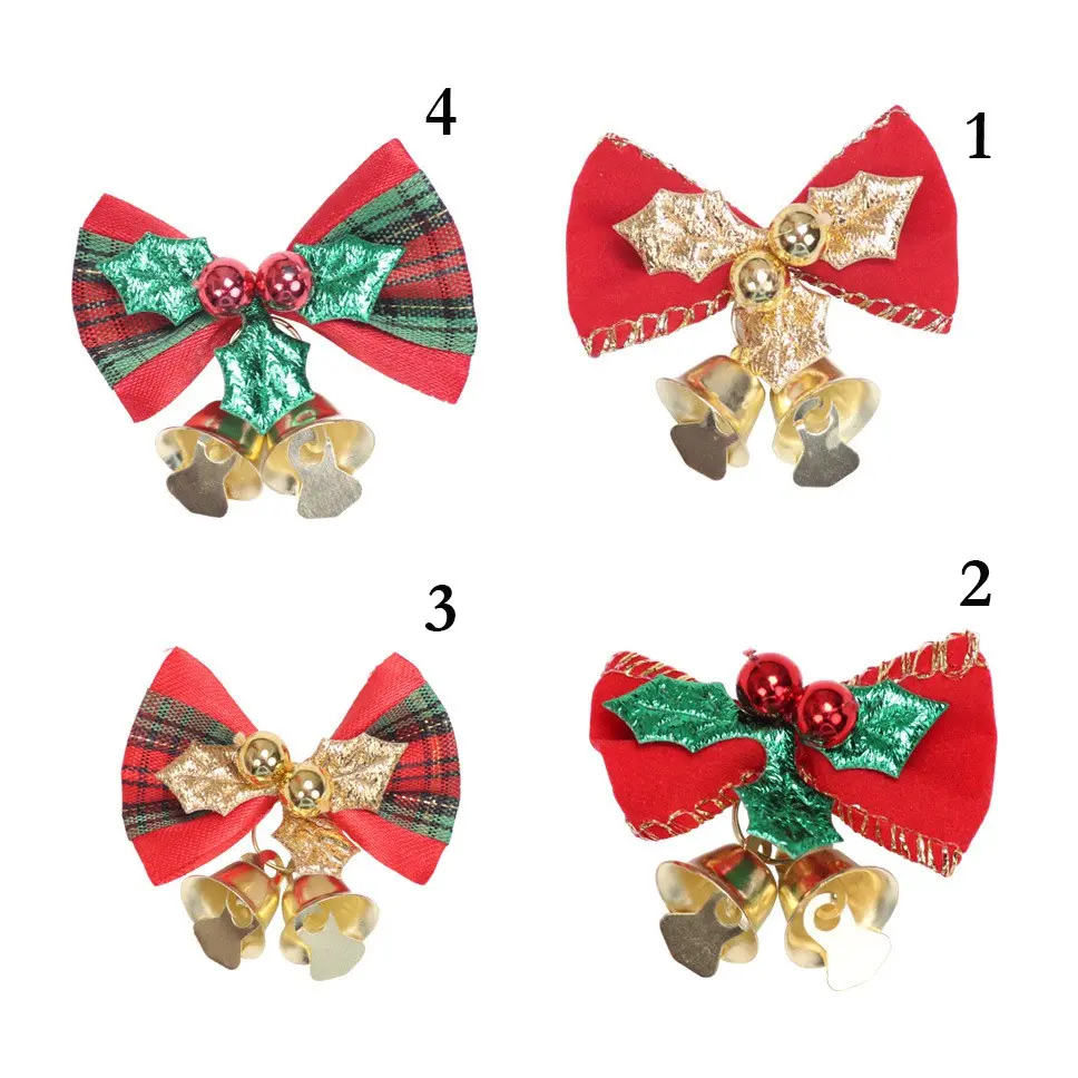 XLD pita bell tartan dekorasi hiasan pohon natal ornamen christmas bow bell