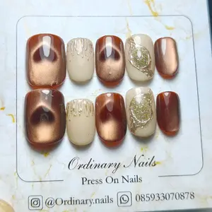 Kuku Palsu cokelat Mahogany love embos