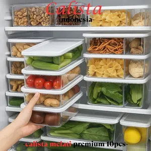 Set Toples Plastik Calista Melati - 10 Kontainer Makanan dan Sayuran, BPA-Free, Aman untuk Microwave dan Freezer