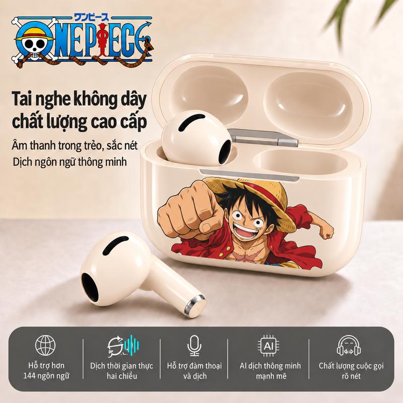 ONE PIECE Tai nghe không dây HiFi chất lượng cao Khử tiếng ồn Tối ưu hóa âm thanh Thời lượng 4-6 giờ Chống nước IPX5 Tương thích iPhone & Android Tặng sticker One Piece