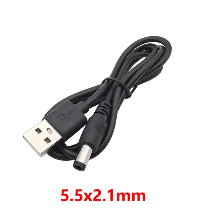 Kabel Pengisi Daya Konektor Jack Steker Kabel Daya DC 5V USB 2.0 Tipe A Jantan Ke 5.5X2.1Mm