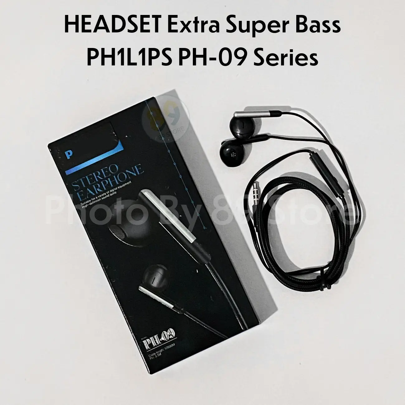 HEADSET Extra Super Bass PH1L1PS PH-09 Series HD Clear Sound Stereo Earphone With Microphone Internal Headphone Handsfree White Laptop